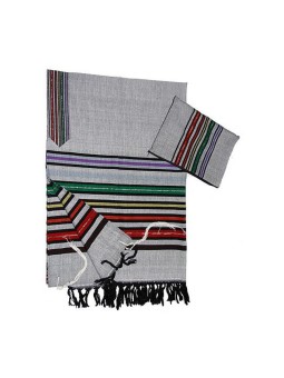 גבריאלי ארוג ביד כותנה אפור טלית ... | גבריאלי טלית ארוגה ביד